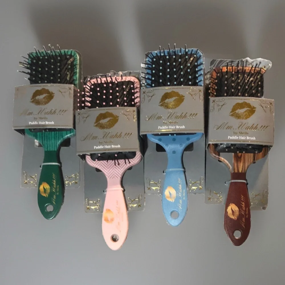 Mm..Wahh!!! By Sheila Paddle Hair Brush Blue, Brown, Pink & Green (Set Of 4).